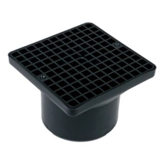 Underground Square Hopper Spigot End & Square Grid 207x207x140mm High for 160mm Pipe