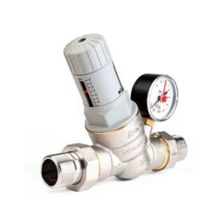 Intatec Screwed Iron Dial Up Pressure Reducing Valve With Pressure Gauge Male To Male 1½