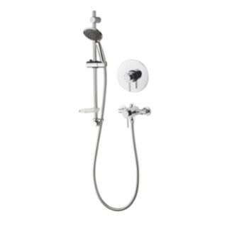 AQUALISA Concentric Thermostatic Exposed/Concealed Shower Valve With Adjustable Riser Rail Set Chrome