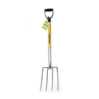 Andersons Digging Fork With Hardwood Shaft & Ergonomic Soft Grip Stainless Steel