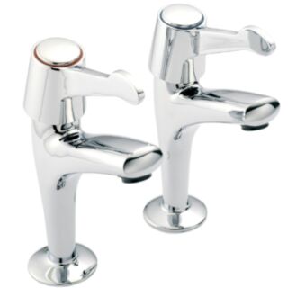Araya Quarter Turn Lever Pillar Sink Taps Chrome
