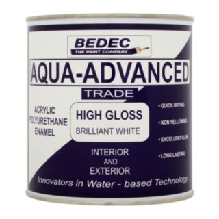 Bedec Aqua Advanced Enamel Paint High Gloss Brilliant White 1ltr