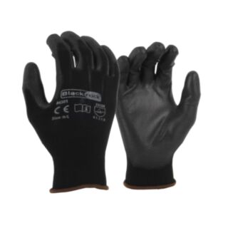 Blackrock Light Weight PU Gripper Glove Black Large 6pk