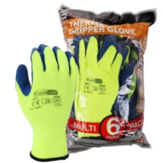 Blackrock Thermal Super Gripper Gloves Blue Yellow 6pk