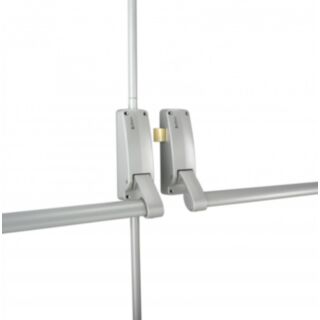 Briton 377 Push Bar Panic Exit For Rebated Double Doors Silver