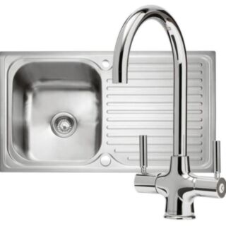 Caple Sabre 100 Sink Reversible With Monobloc Kitchen Mixer Tap Stainless Steel 500x860mm
