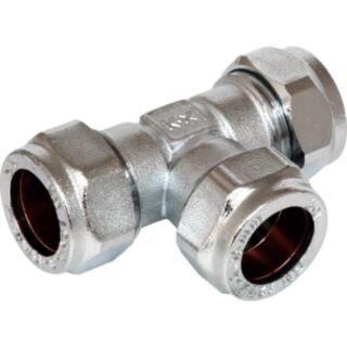 Compression Equal Tee Chrome 22mm