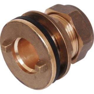 Compression Flanged Tank Connector Brass 28mm
