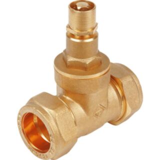 Compression Gate Valve Lockshield DZR Brass 28mm