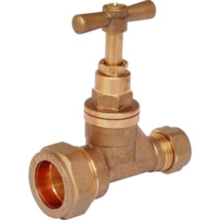 Compression MDPE To Copper Stop Cock Brass 25x15mm