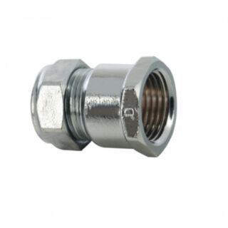 Compression Straight Coupler Female Chrome Plated 15mm x ½