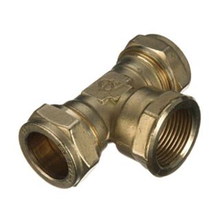 Compression Tee Female Iron Branch Brass 22x22mm x ¾