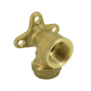 Compression To Female 90° Elbow Wall Plate Brass 15mm x ½