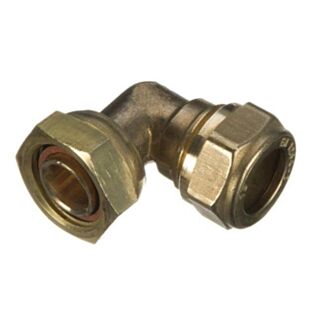 Compression To Tap Connector Bent Brass 22mm x ¾