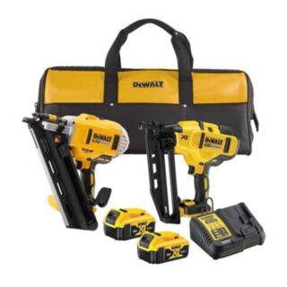 DeWALT DCK2046P2 Twin Nailer Kit With 2 x 5.0Ah Lithium Ion Batteries & Multi-Voltage Charger 18V