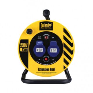 Defender 2 Way Extension Cable Reel 16Amp 230V 1.5mm x 25mtr