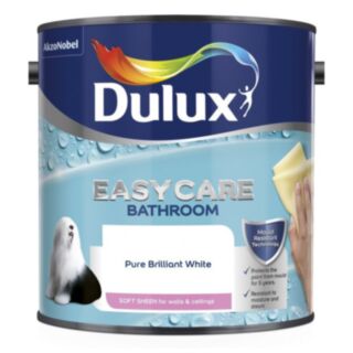 Dulux Easycare Bathroom Soft Sheen Paint Pure Brilliant White 2.5ltr