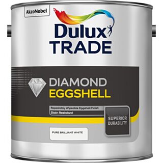 Dulux Trade Diamond Eggshell Paint Pure Brilliant White 2.5ltr