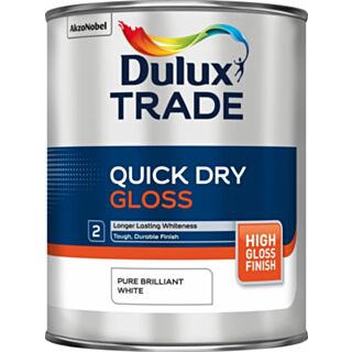 Dulux Trade Quick Dry Gloss Paint Pure Brilliant White 1ltr