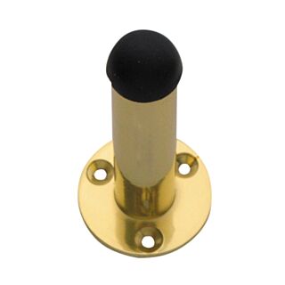 Eclipse Door Stop Wall Mounted Projection On Plate Polished Brass
