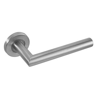 Eclipse Mitred Lever Handle On Rose Stainless Steel Satin