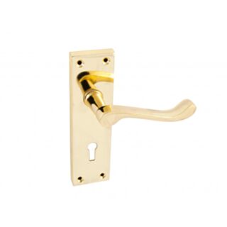 Eclipse Victorian Scroll Lever Handle On Plate Lock Polished Brass