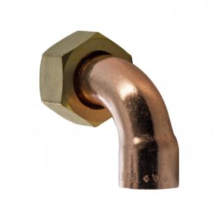 End Feed To Tap Connector Bent Copper 15mm x ½