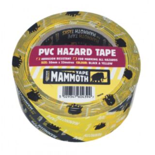 Everbuild Mammoth PVC Hazard Tape Black/Yellow 50mm x 33mtr