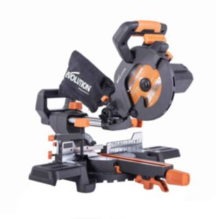 Evolution R185SMS+ Sliding Compound Mitre Saw With TCT Multi-Material Cutting Blade 185mm 230V