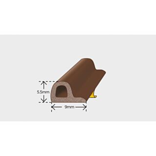 Exitex Self Adhesive P Strip Brown 5mtr