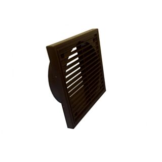 External Fixed Louvre Grille/Wall Outlet Fits 150mm Ducting Brown 180x180mm