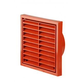 External Fixed Louvre Grille/Wall Outlet Fits 100mm Ducting Terracotta 140x140mm