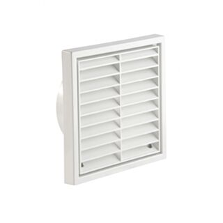 External Fixed Louvre Grille/Wall Outlet Fits 100mm Ducting White 140x140mm