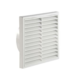 External Fixed Louvre Grille/Wall Outlet Fits 150mm Ducting White 180x180mm