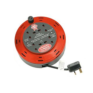 Faithfull Extension Cable Reel 4 Socket 240V 10Amp 10mtr