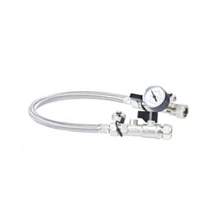 Filling Loop Braided Hose Straight Compression With Pressure Gauge 15x15x660mm