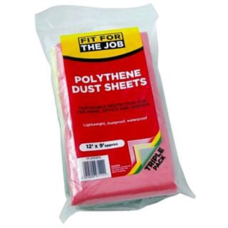 Fit For The Job Polythene Dust Sheet 2.3x3.7mtr 3pk