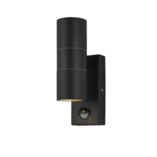 Forum Leto Up/Down Wall Light With PIR Sensor Black IP44 68x107x215mm