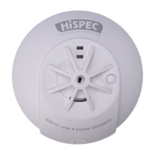 Hispec Radio Frequency Photoelectric Heat & Smoke Alarm Mains Powered With 10 Year Sealed Lithium Battery
