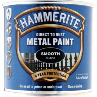 Hammerite Metal Paint Direct To Rust Smooth Black 250ml
