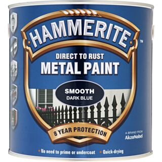 Hammerite Metal Paint Direct To Rust Smooth Dark Blue 2.5ltr