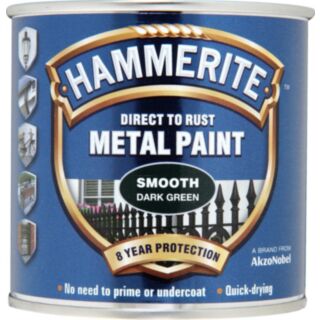 Hammerite Metal Paint Direct To Rust Smooth Dark Green 250ml