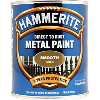Hammerite Metal Paint Direct To Rust Smooth Gold 750ml