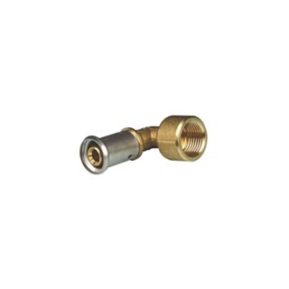 Henco Press Fit 90° Elbow Female Iron Adaptor Brass 16mm x ½