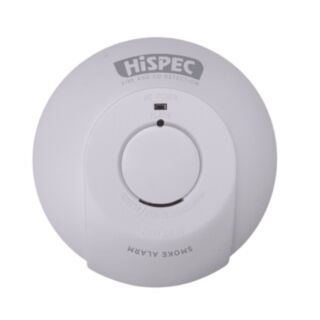 Hispec Interconnectable Fast Fix Smoke Detector Mains Powered With Battery Back-Up