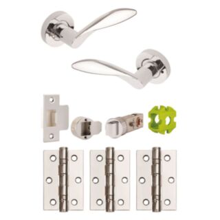 Jigtech Cresta Privacy Door Pack Polished Chrome 57mm Latch