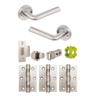 Jigtech Riva Privacy Door Pack Satin Chrome 57mm Latch