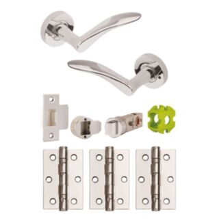 Jigtech Vecta Privacy Door Pack Polished Chrome 57mm Latch