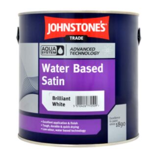 Johnstone's Trade Aqua Water Based Paint Satin Brilliant White 2.5ltr