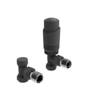 K-Rad Designer Thermostatic Radiator Valve Angled Twin Pack Anthracite